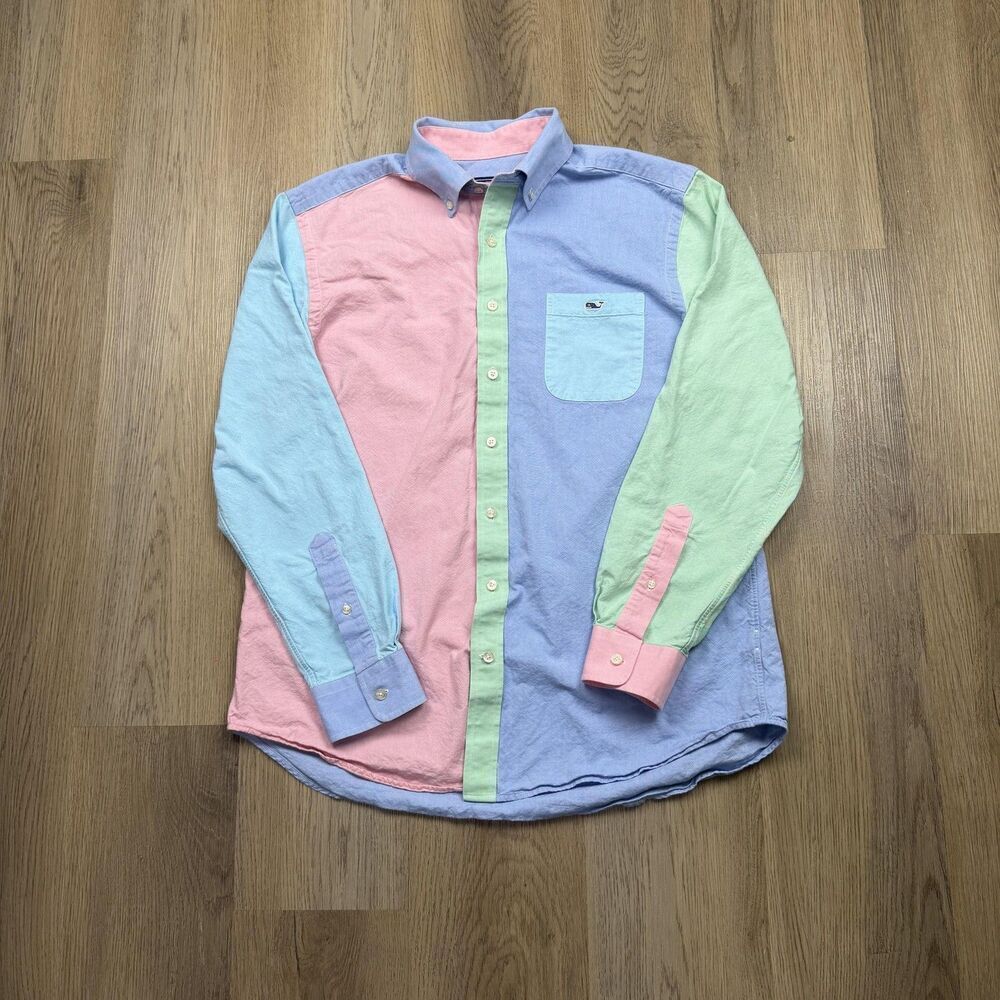 Vineyard Vines Tucker Shirt Mens Large Multicolor Colorblock Button Down Slim